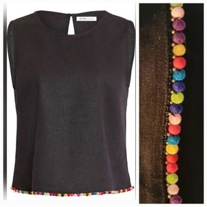 NWT BCBGeneration Linen Pom Pom Tank M BCBG